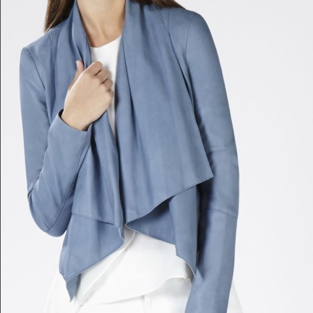 BCBG Sienna Slate Blue Leather Jacket